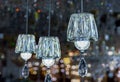 Crystal lamps with pendants with colorful bokeh