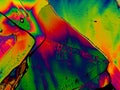 Crystal layer on microscope object glass, seen in polarized light.