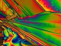 Crystal layer on microscope object glass, seen in polarized light. Royalty Free Stock Photo