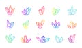 Crystal minerals line art icon. Logo vector crystal gem. Color gradient