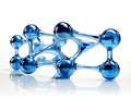 Crystal model, chemical bond made with blue on white background