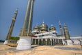 Crystal Mosque or Masjid Kristal  a grand structure made of steel  glass and crystal. View from below with clear blue sky Royalty Free Stock Photo