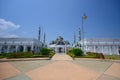 Crystal Mosque or Masjid Kristal  a grand structure made of steel  glass and crystal. View from below with clear blue sky Royalty Free Stock Photo