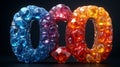 Crystal Number 010, Dark Background, Luxury, Digital Royalty Free Stock Photo