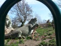 London, England : September 16, 2014: The Crystal Palace Dinosaurs: sculptures of dinosaurs dotted around the park, unveiled in 18 Royalty Free Stock Photo