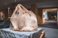 Crystal placed on rock in room of luxury hotel