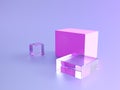 Crystal podium pedestal or glass stand background, 3d display platform. Podium pedestal of crystal boxes or glass cubes, product Royalty Free Stock Photo