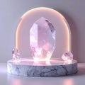 Crystal Point on Marble Pedestal with Illuminated Archway in Minimalist Composition Royalty Free Stock Photo
