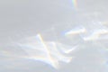 Crystal prism rainbow light refraction texture on white background overlay