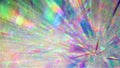 Crystal prism refracting light in vivid rainbow colors. Diamond neon metallic holographic background