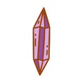 Crystal purple diamond. Gemstone magic. Vector doodle colorful