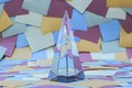 crystal pyramid on Colorful sticky notes