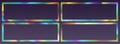 Crystal refraction frame, rainbow sunlight border, prism light effect, holographic reflections in a rectangular shape.