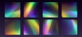 Crystal refraction stickers, leak flare, rainbow sunlight effect, holographic reflections in rounded rectangle shape.