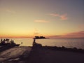 Crystal river Florida sunset gulf beach fishing pier sky island palm tree boat