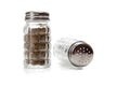 Crystal salt and pepper shaker on white Royalty Free Stock Photo