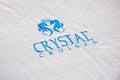 Crystal Serenity cruise ship open deck pool towel with Cryslal Cruises logo Royalty Free Stock Photo