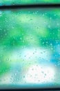 Crystal Serenity: Rain Droplet on Blurry Glass Window