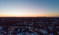 Crystal Sky Just Before Sunrise with Chicago`s Skyline Silhouette, Drone View