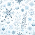 Crystal Snowflake Seamless Pattern on White Background ai generated Royalty Free Stock Photo