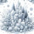 Crystal Snowflake Seamless Pattern on White Background ai generated Royalty Free Stock Photo