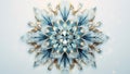 Crystal snowflake winter snow star golden pattern design on light blue background. Winter decoration concept Royalty Free Stock Photo