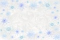 Crystal snowflakes on icy background