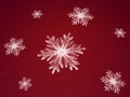 Crystal snowflakes in red