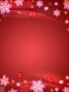 Crystal snowflakes red background