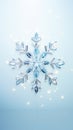 Crystal sparkling snowflake winter snow star pattern design on light blue background. Winter decoration concept Royalty Free Stock Photo