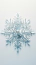 Crystal sparkling transparent snowflake winter snow star pattern design on light blue background. Winter decoration concept Royalty Free Stock Photo