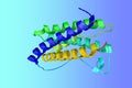 Crystal structure of human interleukin-6, pro-inflammatory cytokine and anti-inflammatory myokine. Ribbons diagram in