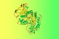 Crystal structure of human salivary amylase. Scientific background. 3d illustration