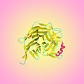 Crystal structure of the measles virus hemagglutinin on colorful background. 3d illustration