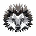 Symmetrical Abstraction Of A Characterful Hedgehog In Black And White Low Poly Vector Style