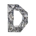 Crystal triangulated font letter D 3D render