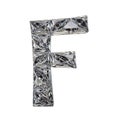 Crystal triangulated font letter F 3D render