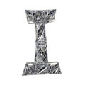 Crystal triangulated font letter I 3D render