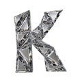 Crystal triangulated font letter K 3D render