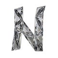 Crystal triangulated font letter N 3D render