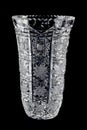 Crystal vase. Empty vase on black background.