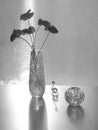 Crystal vases and glass figure of a dragon