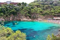 Crystal waters close to the beautiful beach of Aiguablava in Begur village, Mediterranean sea, Catalonia, Spain Royalty Free Stock Photo