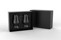 Crystal Whiskey Glasses gift hard box for branding. 3d render illustration.