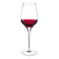 Crystal wine glass on white background with red wine