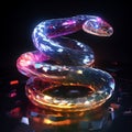 crystall glass snake with colourful glowing lights