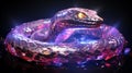 crystall glass snake with colourful glowing lights