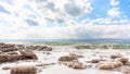 Crystalline beach of Dead Sea in winter Royalty Free Stock Photo