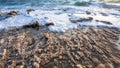 Crystalline coastline of Dead Sea in evening Royalty Free Stock Photo