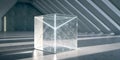 Stunning crystalline cube glowing with light in modern architecture, an abstract design element perfect for technology Royalty Free Stock Photo
